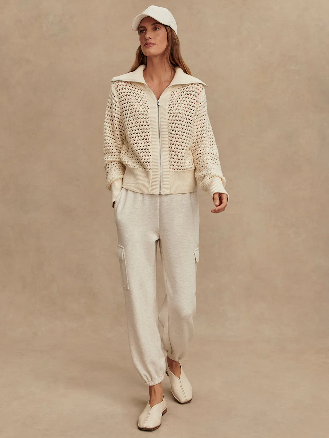 Varley Eloise Full Zip Knit - Egret