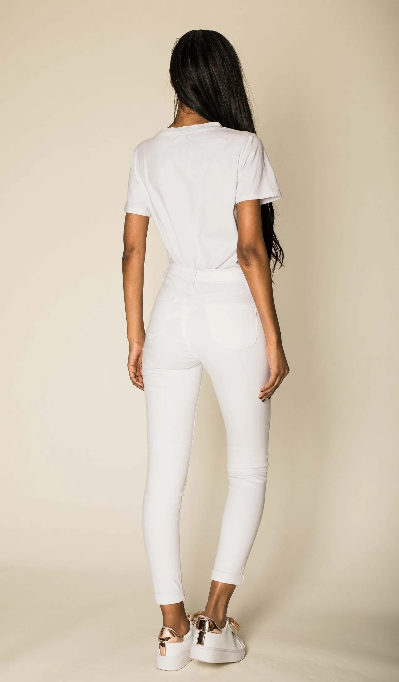 Wholesale White High Waist Classic Jeans