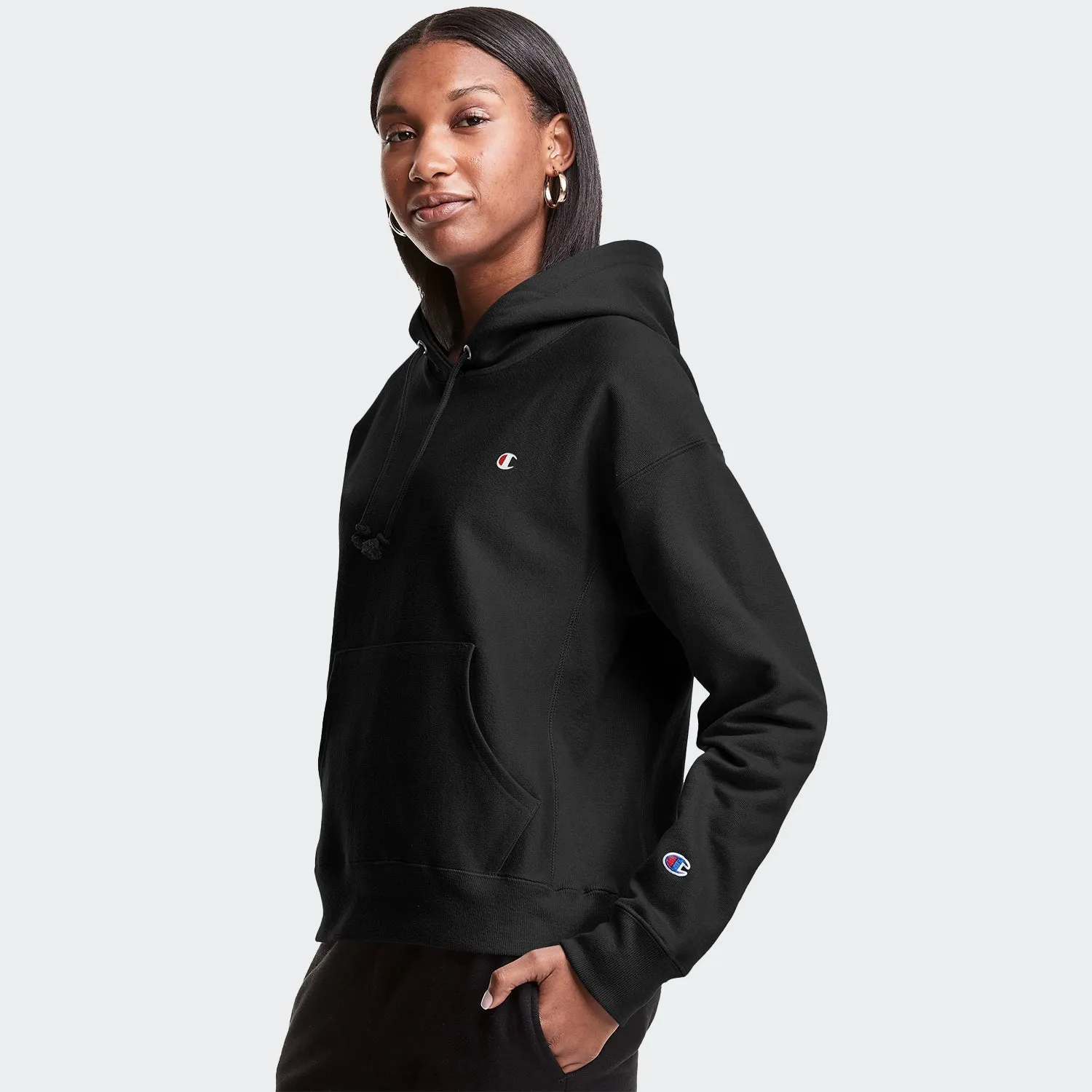 Women's Champion RW Hoodie C Logo White
