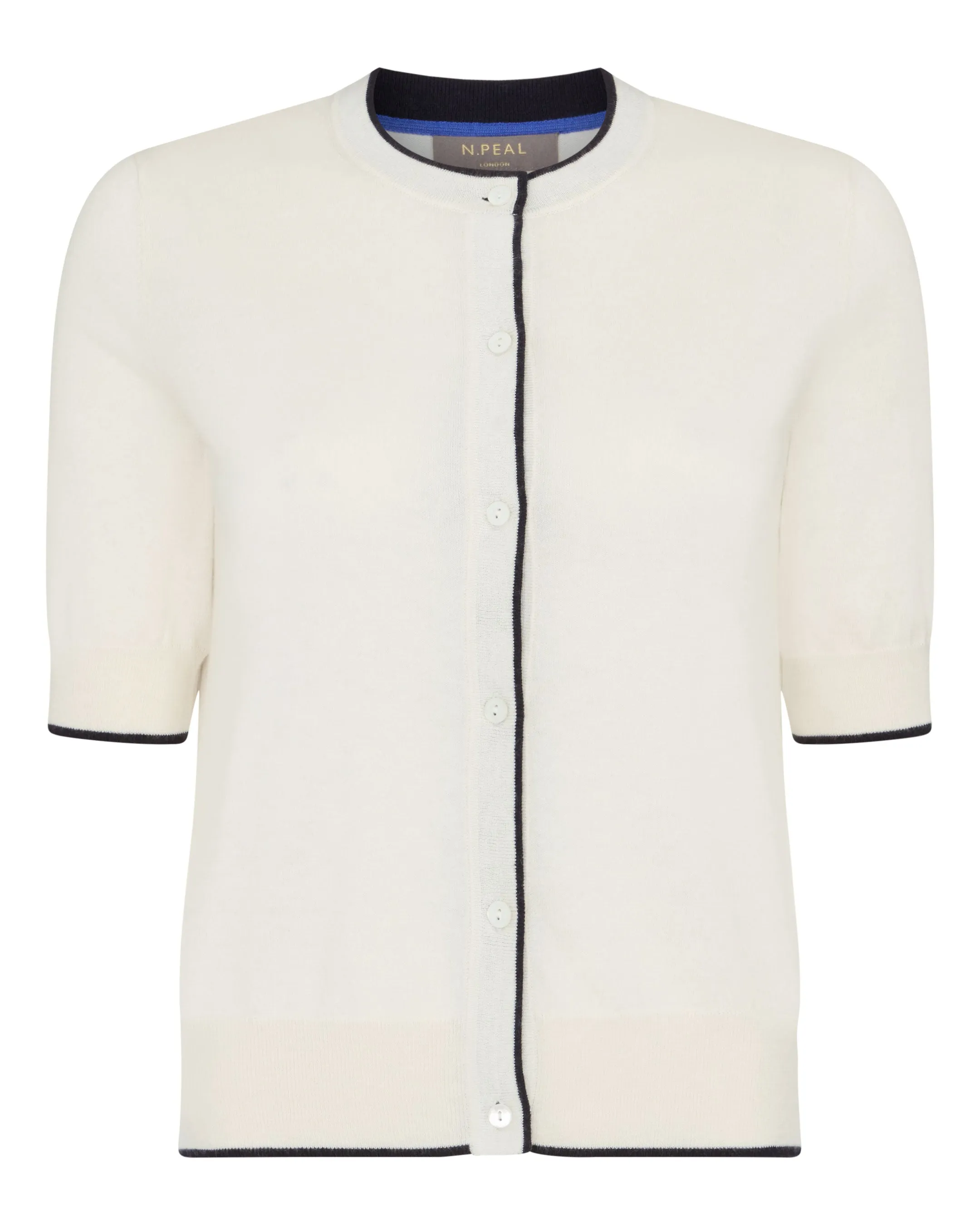 Women's Cotton Cashmere Short Sleeve Cardigan New Ivory White