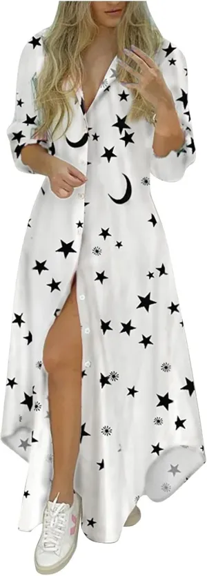 Women's Summer Dresses Holiday Style Feminino Print Casual Plus Size Dress, S