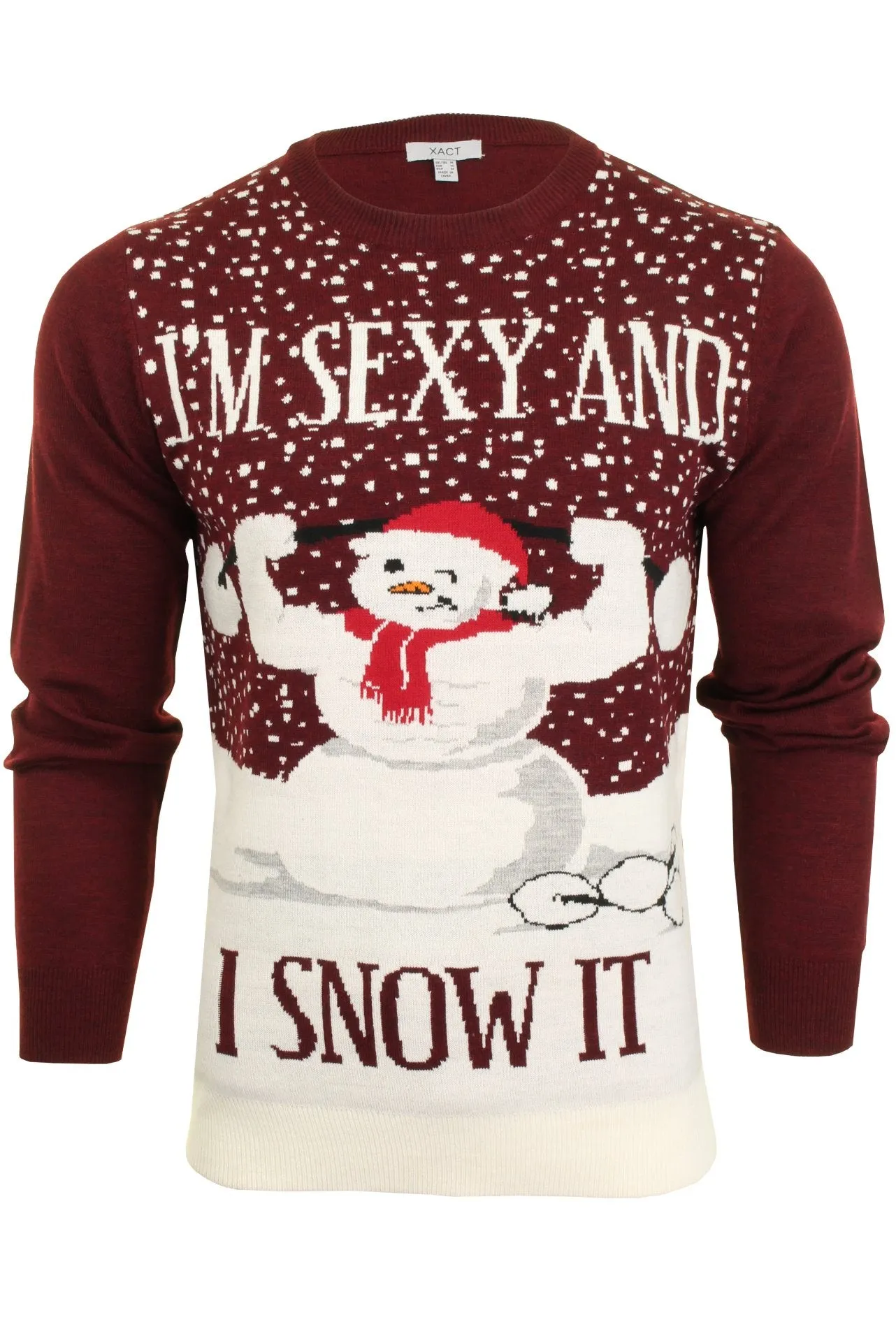 Xact Men's Novely Funny Christmas Jumper, Sexy & I Snow It Slogan, Crew Neck