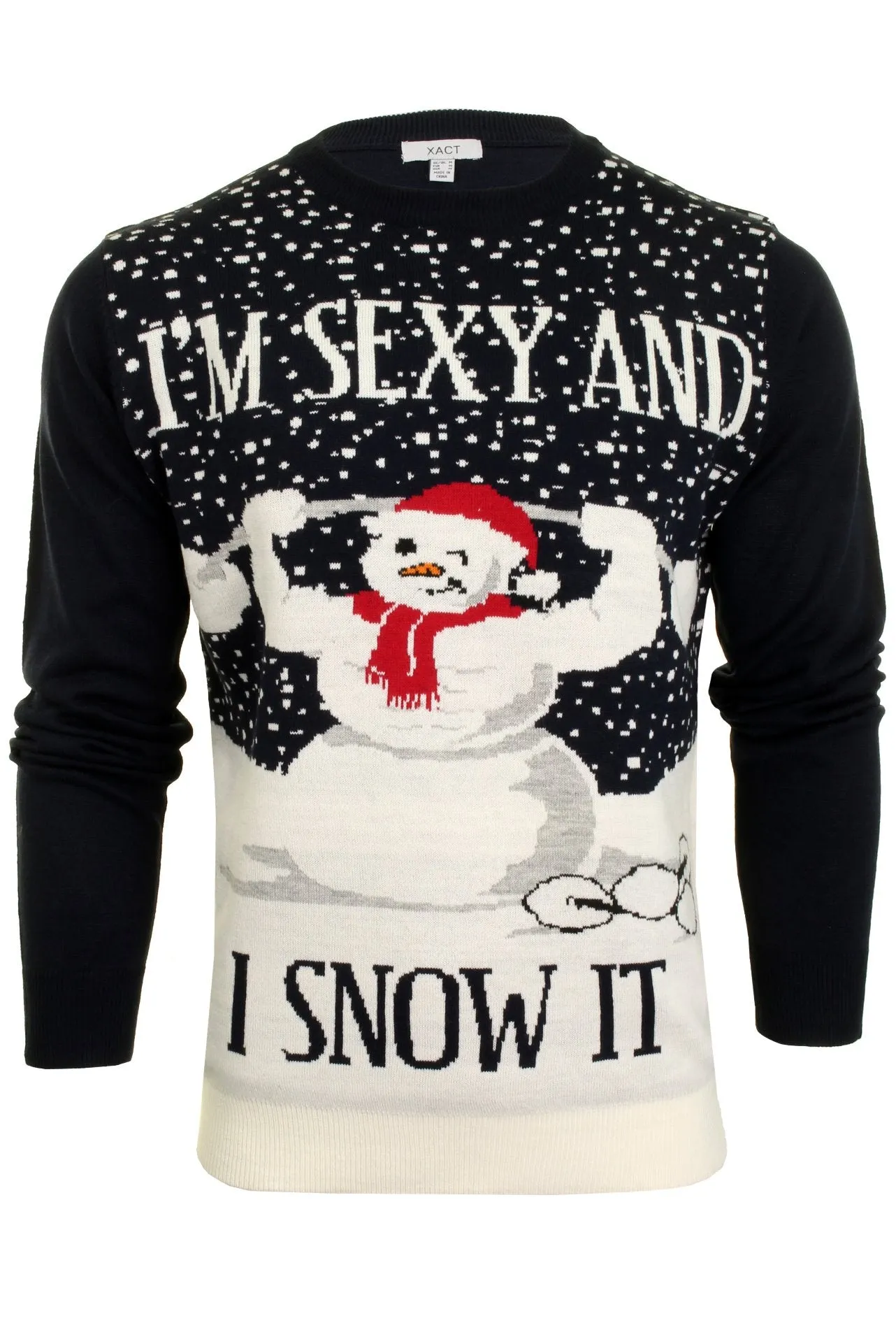 Xact Men's Novely Funny Christmas Jumper, Sexy & I Snow It Slogan, Crew Neck