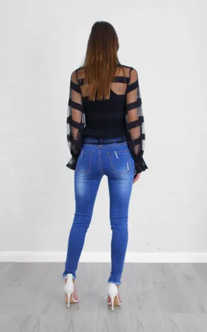 Zephyrine Long Sleeve Mesh Top