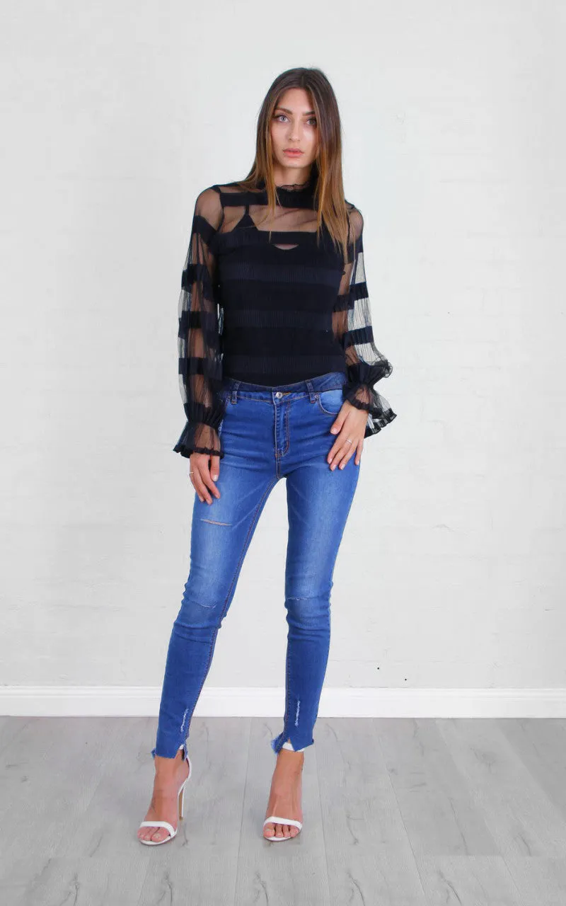 Zephyrine Long Sleeve Mesh Top